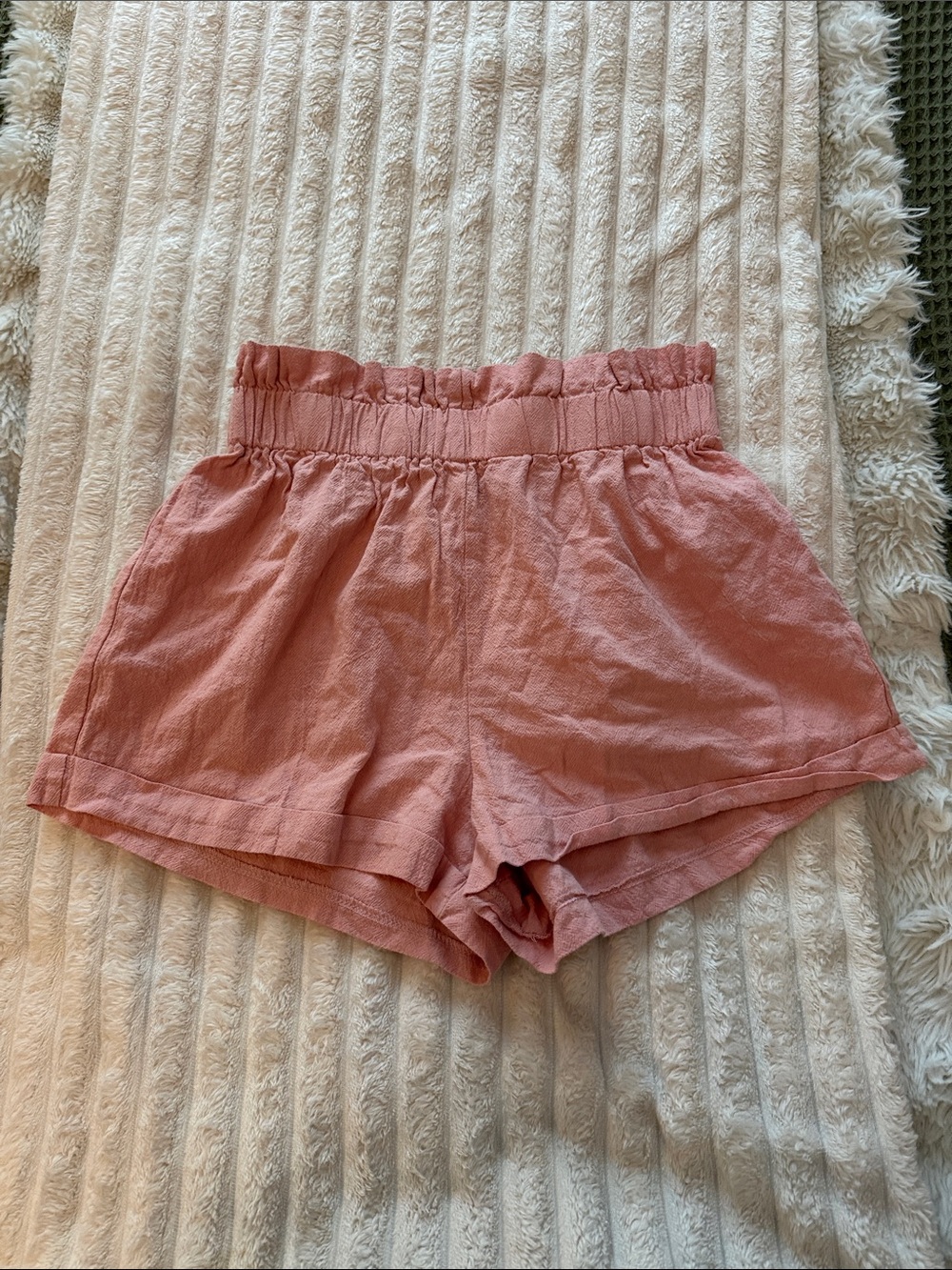 Women's Pink Elastic-Waist Casual Shorts